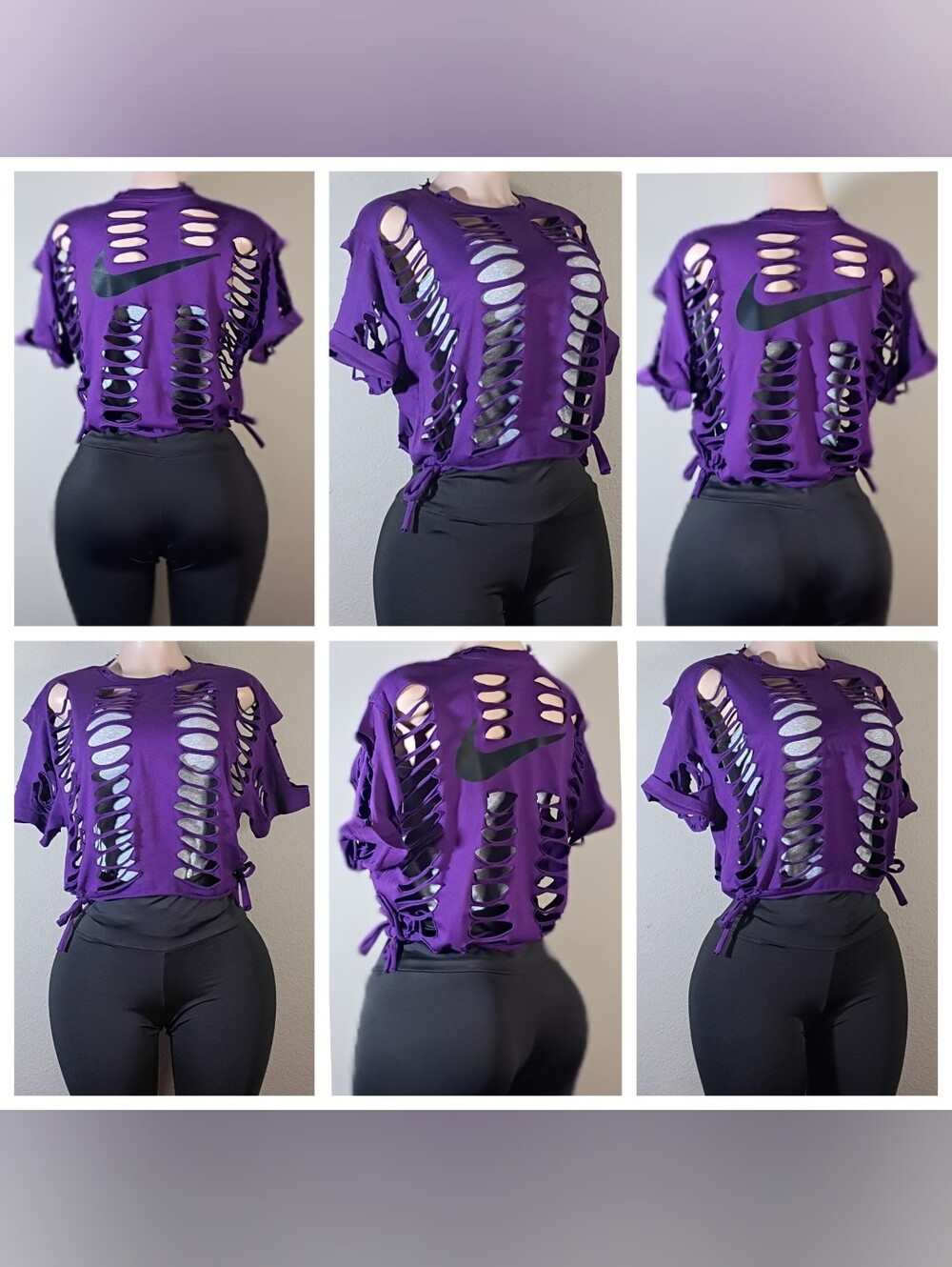 Purple Distressed Crop Top